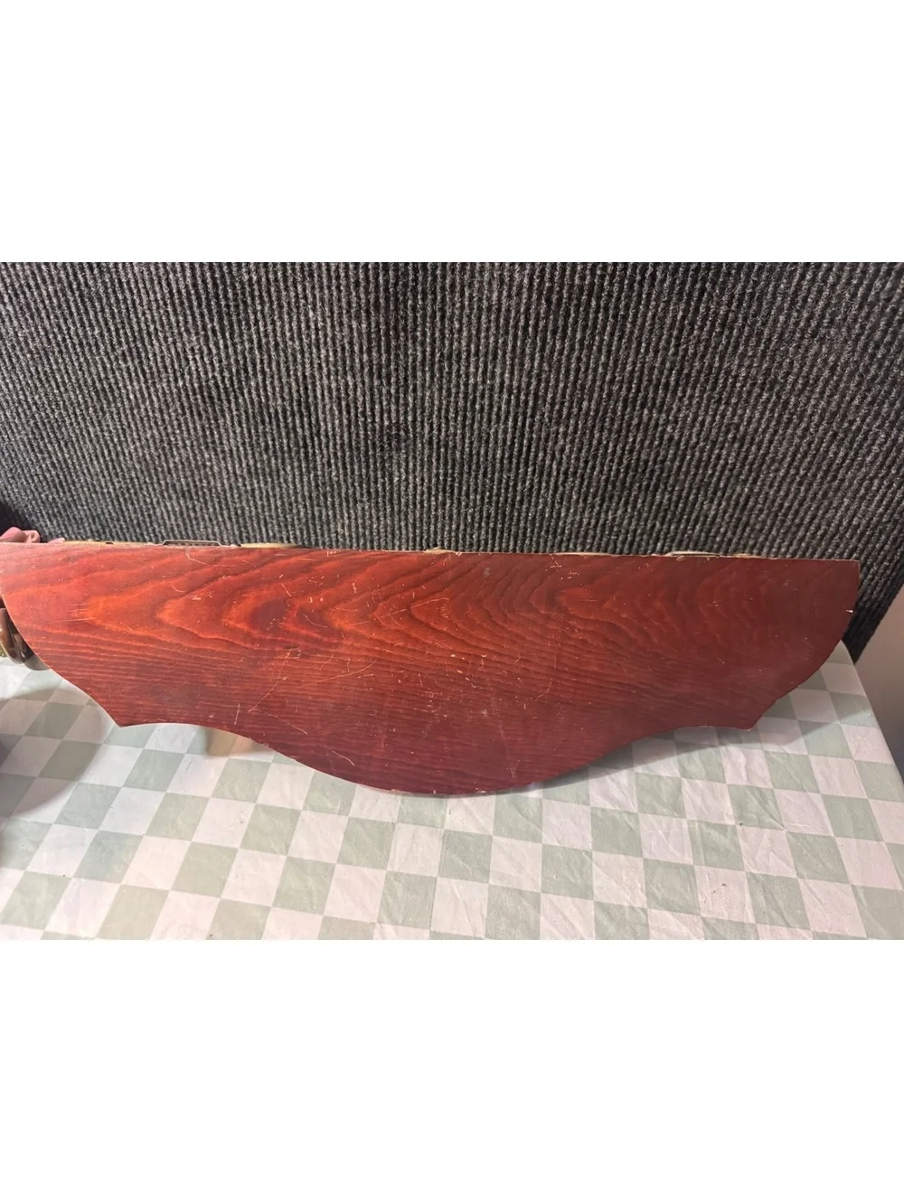 Vintage Wooden Wall Shelf with Decorative Metal Scrollwork